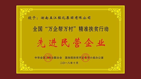PG电子集团荣获“全国‘万企帮万村’精准扶贫行动先进民营企业”荣誉称号